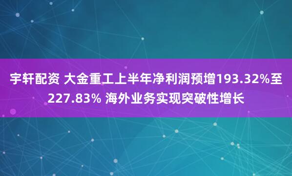 宇轩配资 大金重工上半年净利润预增193.32%至227.83% 海外业务实现突破性增长